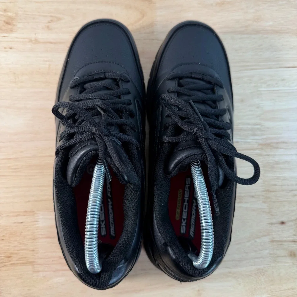 Skechers Nampa-Wyola Work Boots Men's Black Leather Lace Up Slip Resistant - 9